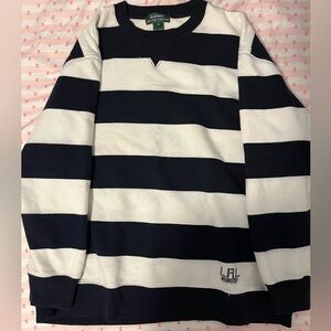 Women’s Ralph Lauren Navy Blue and White Striped Sweater